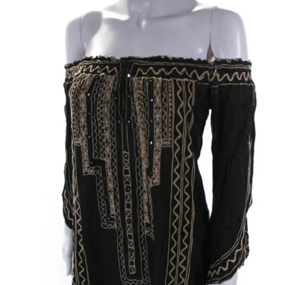 Poupette St Barth Off Shoulder Mini Dress Cover Up S Black - Picture 3 of 15